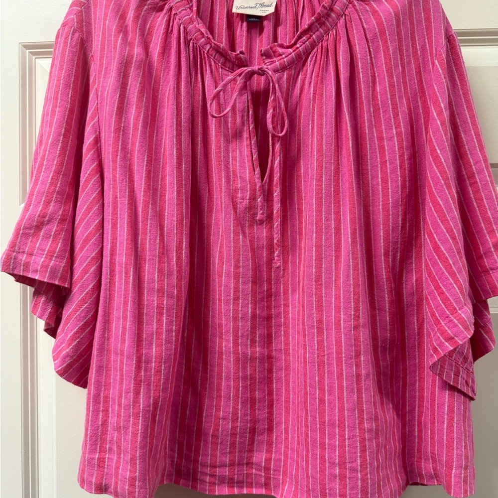 Universal Thread Fuchsia and White Striped Blouse